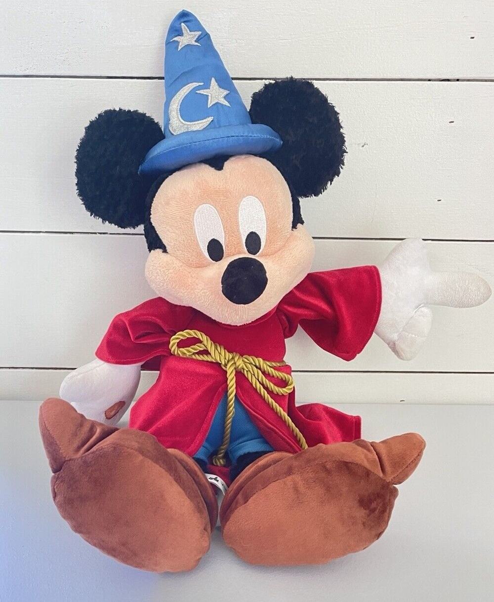 Disney Parks Mickey Mouse Wizard Fantasia Sorcerer Plush 22” No Sound